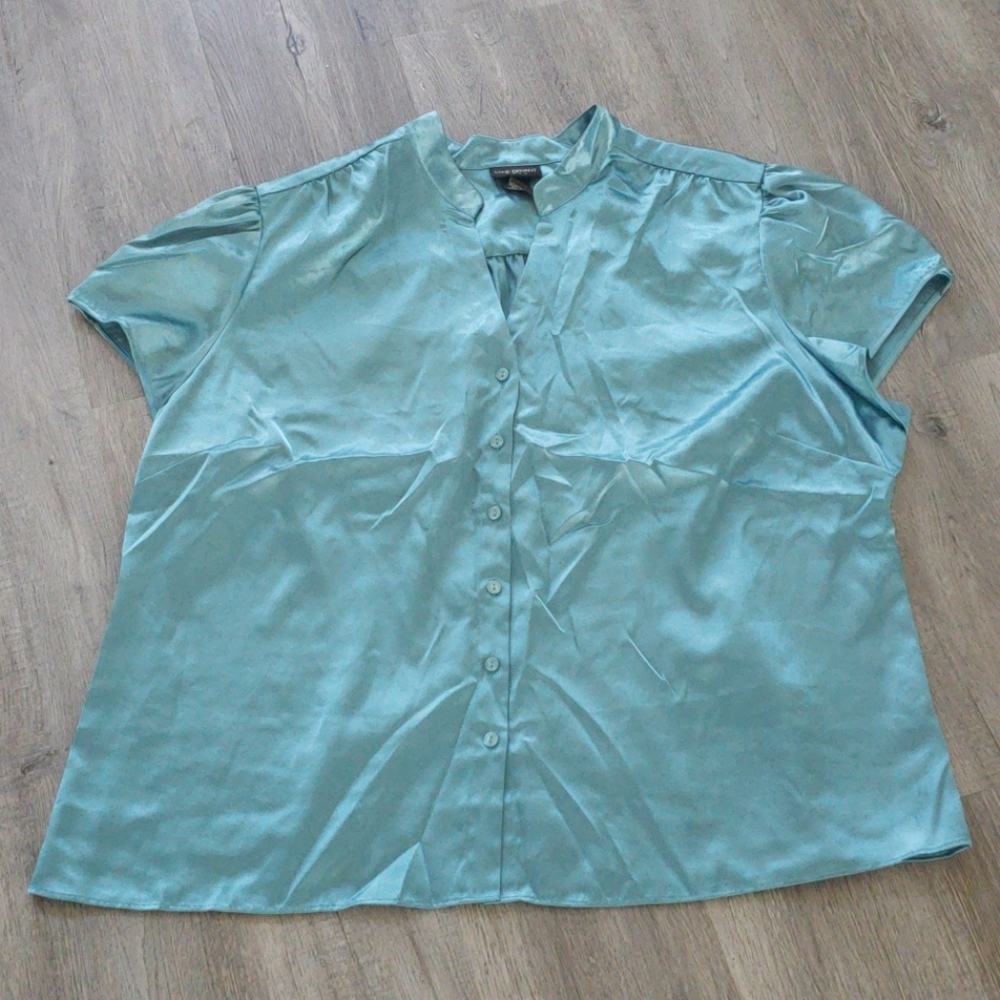 Lane Bryant button down satin like blouse